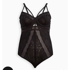 TORRID Curve • 1X • Strappy Underwire Bodysuit • Lace, Mesh, & Rhinestones